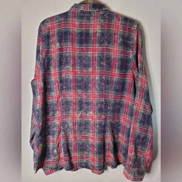 MAURICES Wmns XL Rustic red plaid jeweled collar Snap Shirt Western Rodeo - Picture 6 of 10